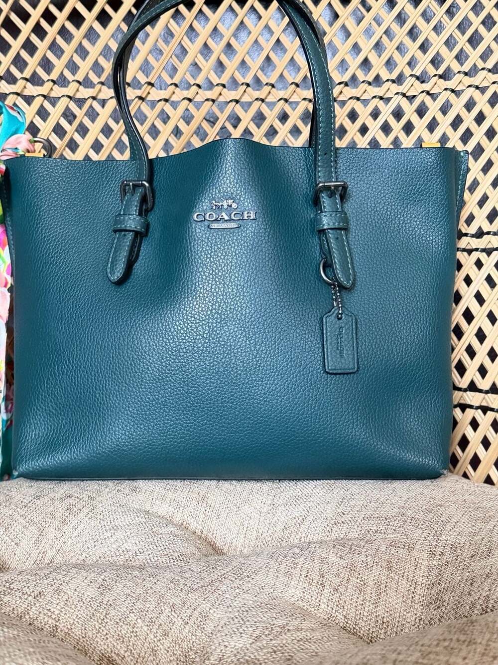 Coach Mollie Tote 25 Dark Green Leather Bag